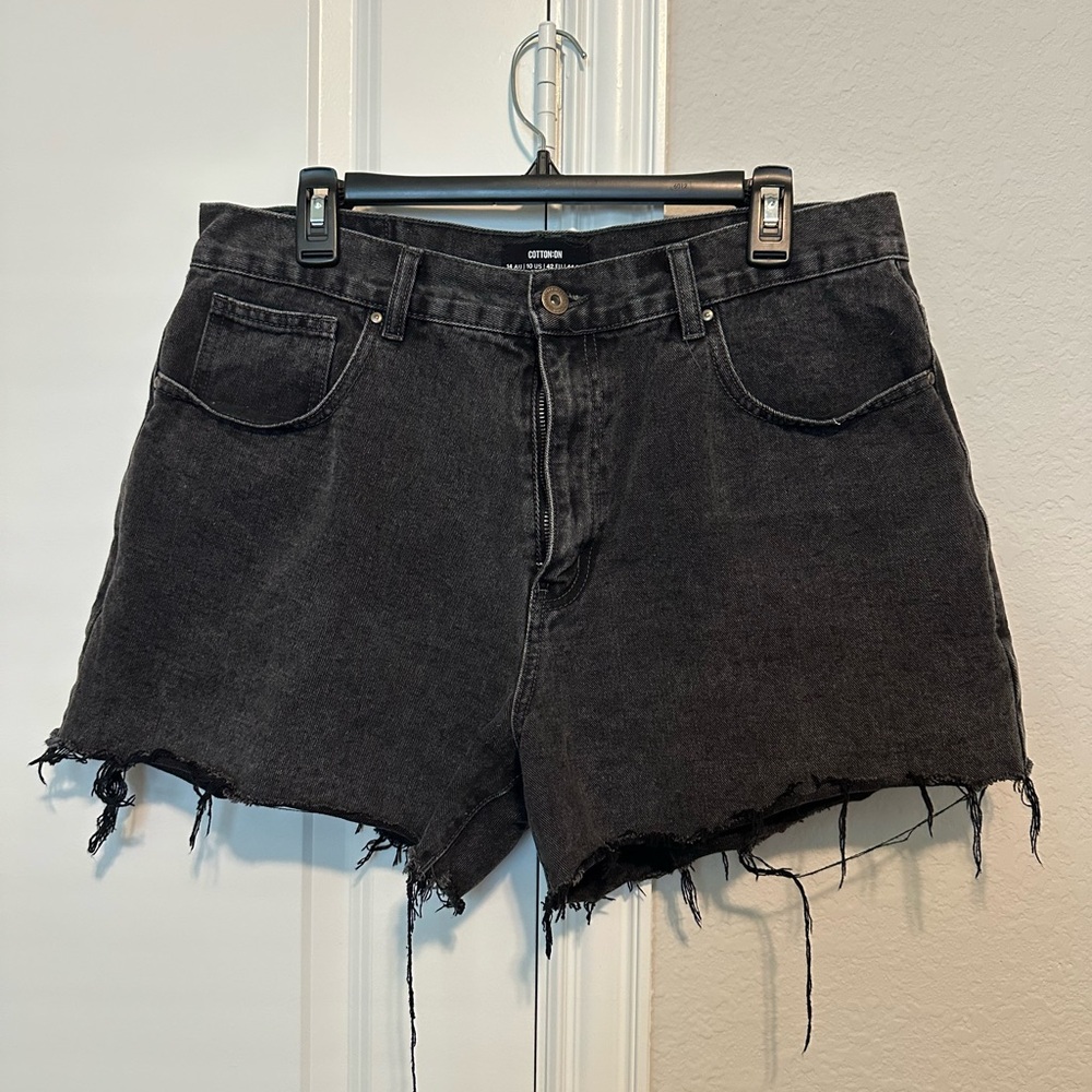 Cotton On - Women’s Jean Shorts, Black Distressed Style